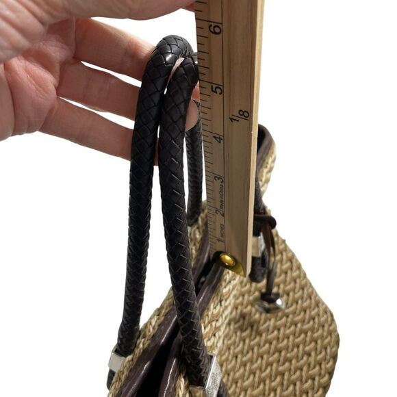 Brighton Rita Woven Macrame Jute Straw Leather Tote‎ Bag Animal Print Lining - Picture 8 of 14